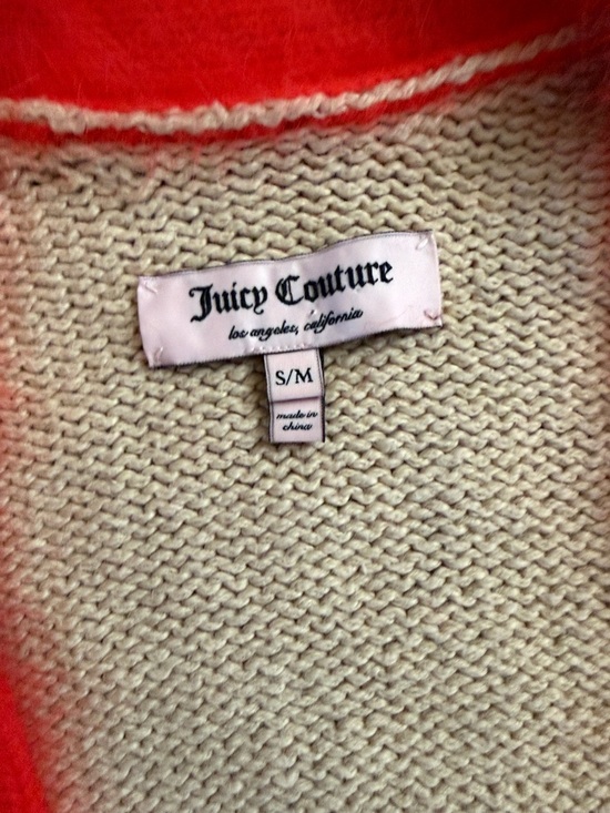 Juicy Couture Beige Cardigan with Bright Coral Trim - Picture 3 of 6